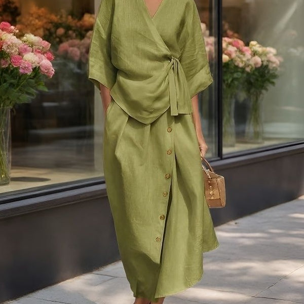 Women's Casual Solid-Color Loose Two-Piece Dress Set