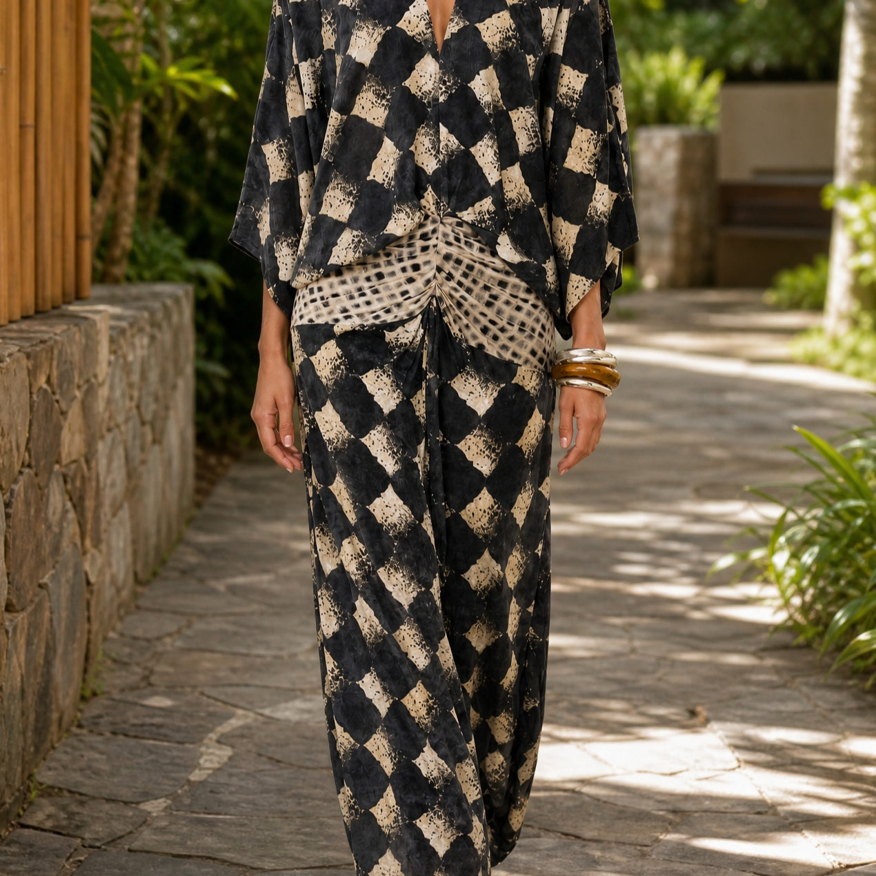 Casual Abstract Checkered Print set