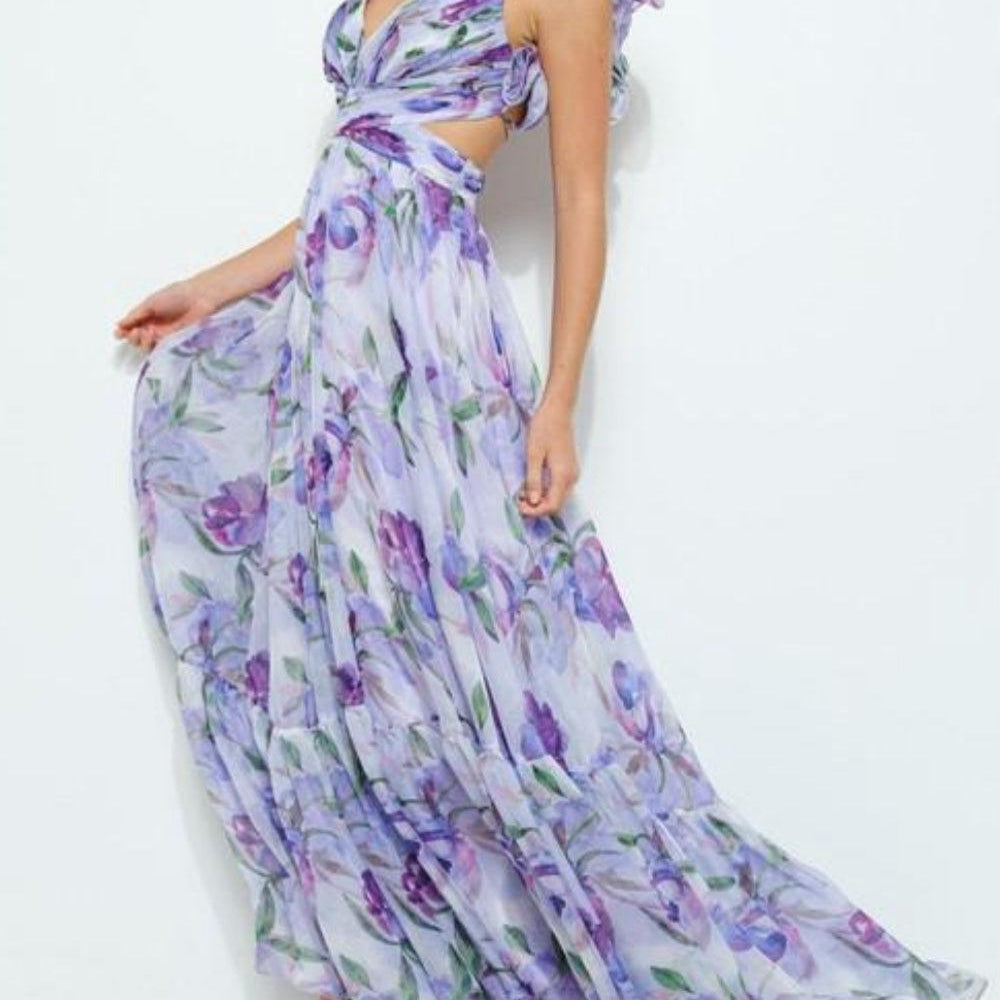 Backless printed maxi dress