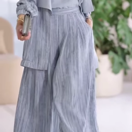 Lapel vertical striped casual three-piece set