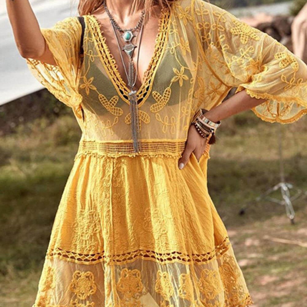 Loose Lace Beach Vacation Bikini Cover-Up Dress