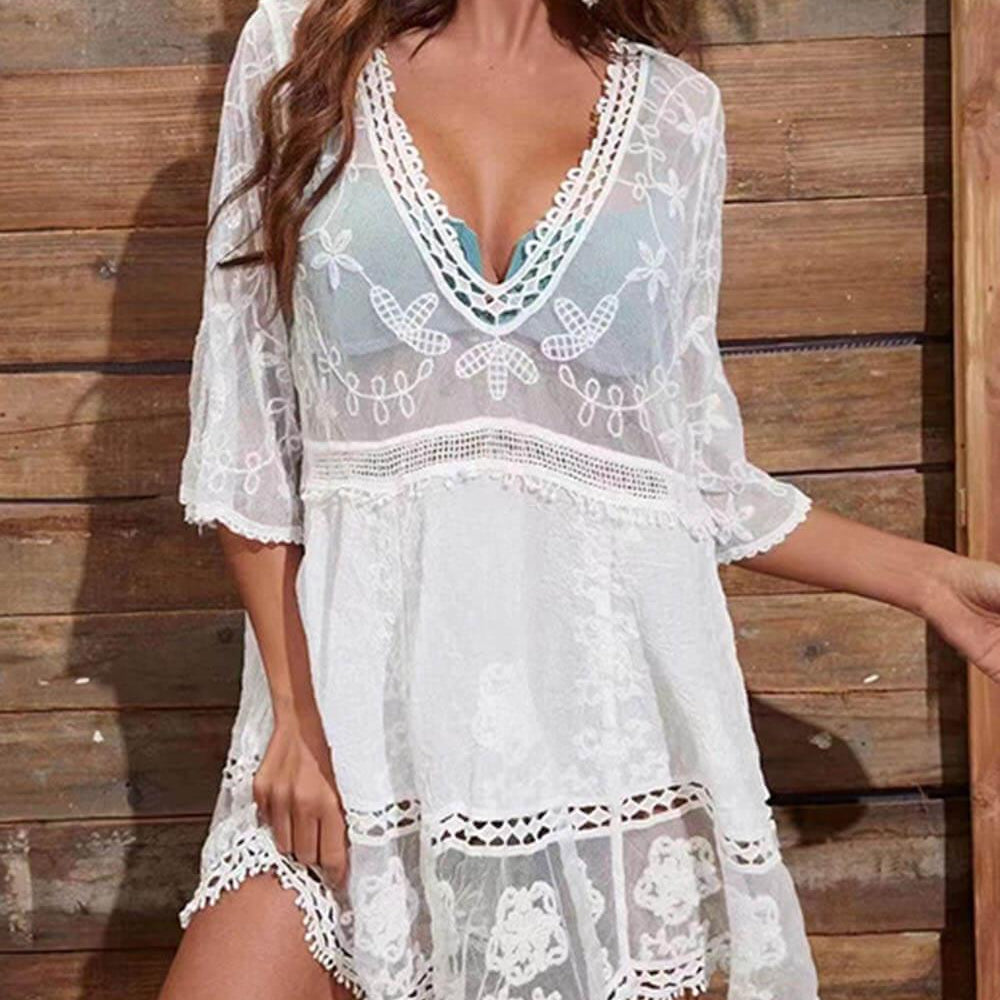 Loose Lace Beach Vacation Bikini Cover-Up Dress