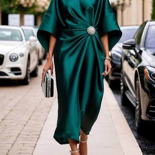 Luxe Shimmer Satin Long Dress
