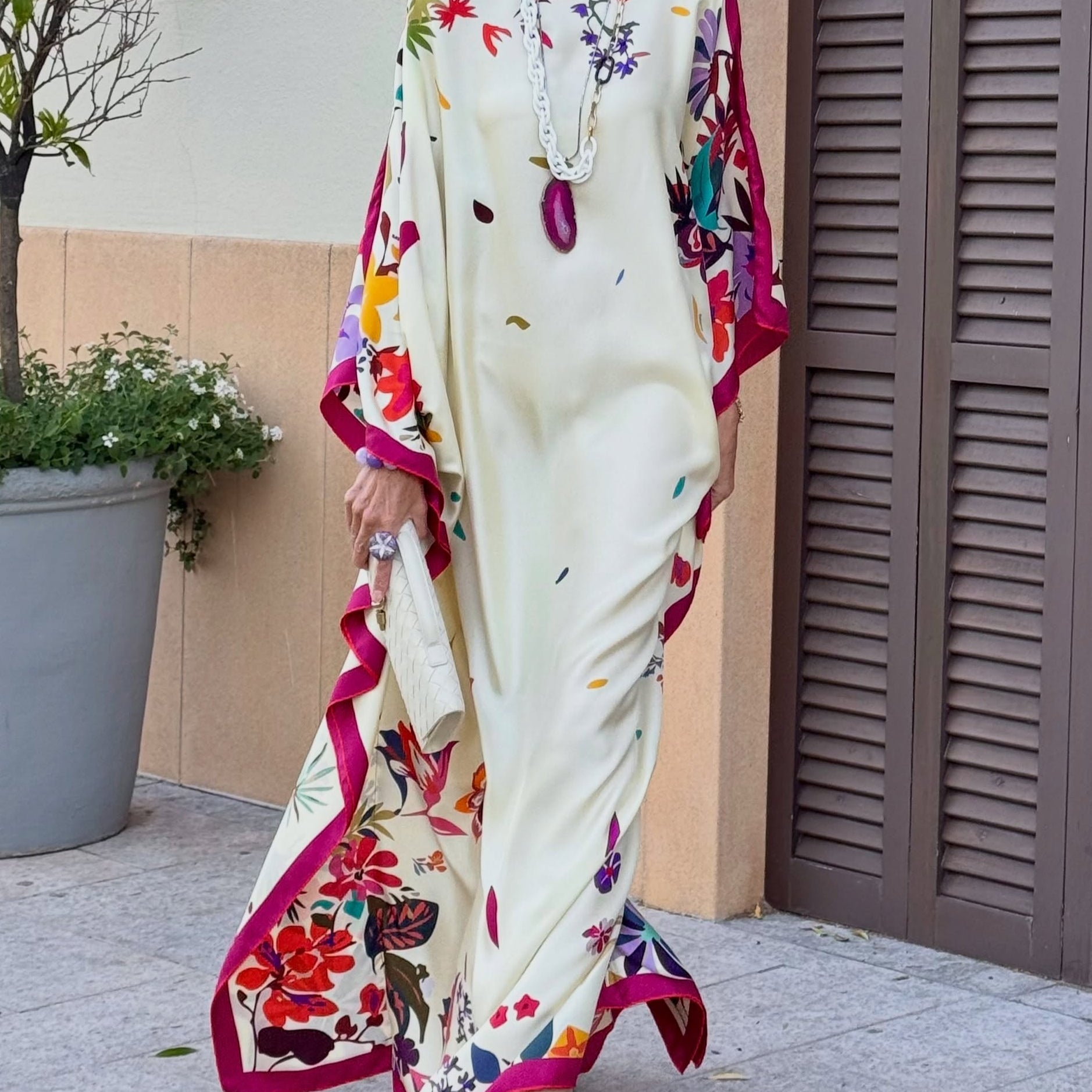 Elegant Printed Satin Loose Maxi Robe