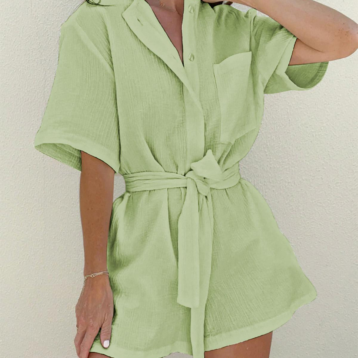 Tied Cotton Jumpsuit