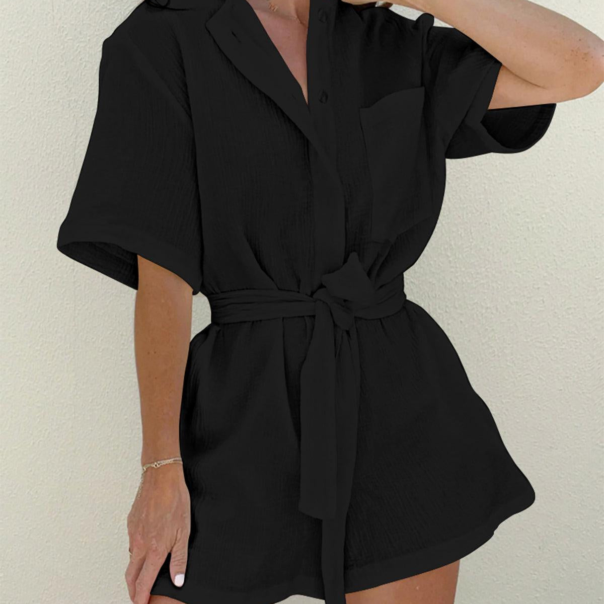Tied Cotton Jumpsuit