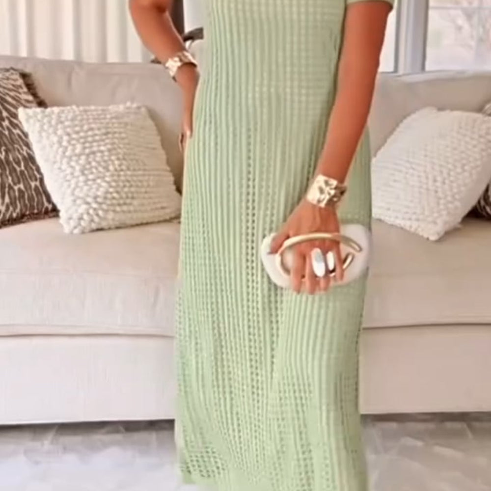 Elegant Boat Neck Hollow Airy Two-piece Dress