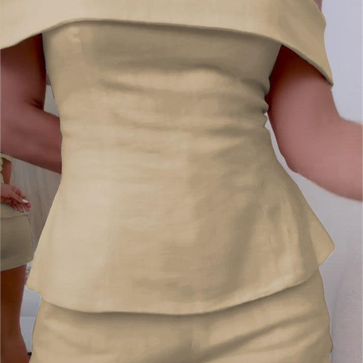 White Cotton and Linen Two-piece Suit