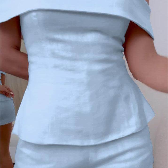 White Cotton and Linen Two-piece Suit