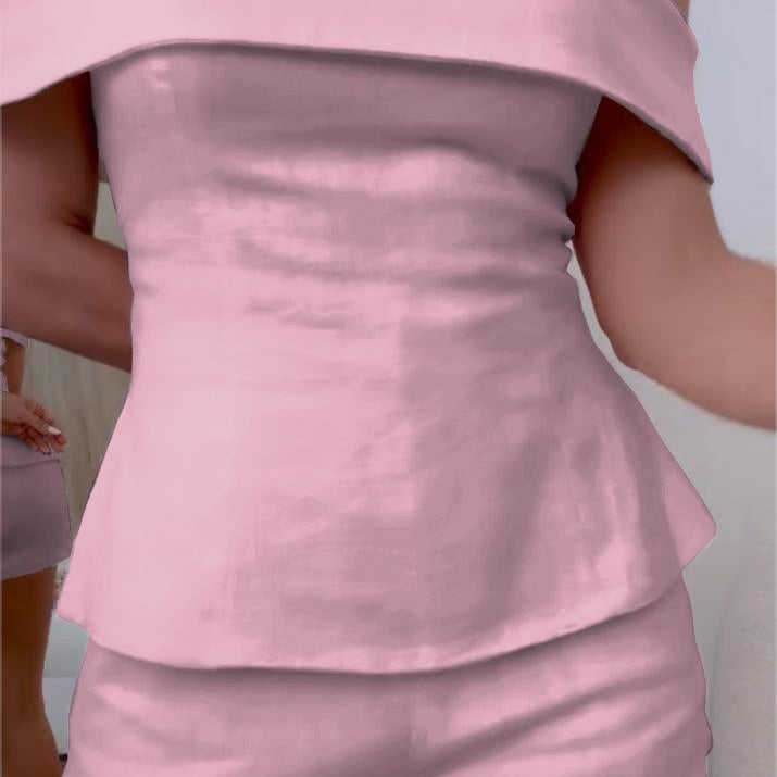 White Cotton and Linen Two-piece Suit