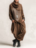 Vintage loose-fitting patchwork top and trousers two-piece set