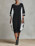 Black and white color-block loose-fit midi sweatshirt dress