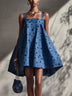 Blue polka-dot sleeveless A-line mini dress