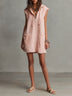 Pink Minimalist Sleeveless Hooded Raw-Hem Mini Dress