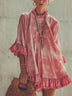 Pink Tie-Dye Print Ruffled Loose Mini Dress