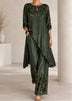 Two-piece set with green gradient leopard print