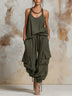 Casual green tank top and cargo pants set