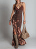 Boho Rose-Print Maxi Dress with Ruffled Hem