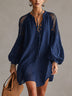 Navy Cutout Crochet Shoulder Mini Dress