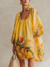 Vibrant Yellow Printed Loose Mini Dress