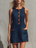 Casual Color-blocked Trim Sleeveless Mini Dress