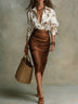 Effortless Boho Printed Top And Ruched Skirt Set