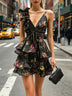 One-Shoulder Ruffled Tie-Waist Floral Dress