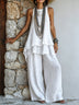 Casual Solid-Color Two-Piece Set: Double-Layer Vest & Long Pants