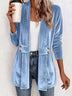Women's Solid-Color Loose Mid-Length Golden Velvet Cardigan Coat
