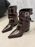 Pointed toe chunky heel retro Martin boots