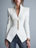 White slim-fit blazer with a pleated design
