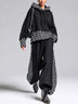 Casual Polka-Dot Color-Block Hoodie and Wide-Leg Pants Set