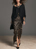 Elegant Black Satin Top And Sequin Skirt Two-Piece Set