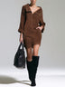 Vintage collared faux-suede mini dress with Eyelet detailing
