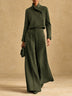 Asymmetric Cropped Jacket and Wide-Leg Trousers Set