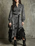 Halloween Grey Black Rose High-Low Shirt Dress