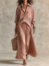 Pink loose-fit mesh shirt and pleated skirt set