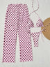 Light Blue Polka Dots Triangle Bikini Set With Beach Pants