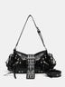 Rivet one-shoulder commuter crossbody motorcycle bag