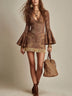 Vintage Paisley Print Bell-Sleeve Tassel Mini Dress