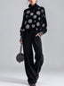 Velvet Polka-Dot Sweatshirt and Corduroy Wide-Leg Pants Set