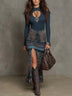 Vintage-style blue Baroque floral print midi dress