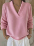 Loose-fit V-neck knit sweater for autumn and winter