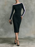 Elegant off-the-shoulder long-sleeve cocktail midi dress