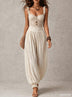 Grey Lace Bandeau and Pleated Cotton Harem Pants Set