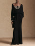 Striped Panel Tie Front Elegant Maxi Skirt Set