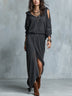 Grey off-the-shoulder hooded top and skirt set