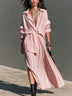 Casual-Elegant Pink Striped Shirt And Skirt Two-Piece Set