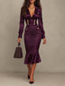 Satin Long-Sleeve Double-Breasted Mermaid Midi Dress