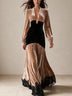 Elegant V-neck color-block velvet maxi dress